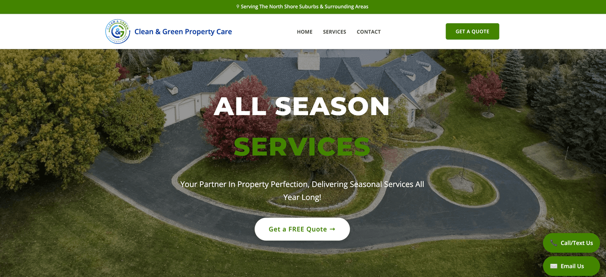 Clean & Green Property Care Website Screenshot